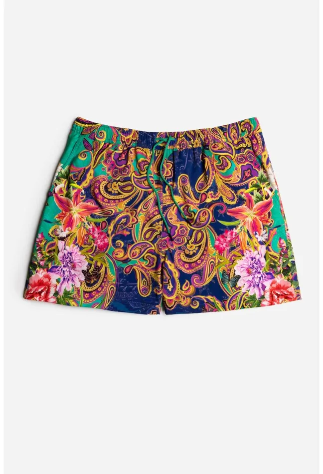 Women Johnny Was Swim and Resort Paisley Heart Mens Short Swim Trunk Paisley Heart