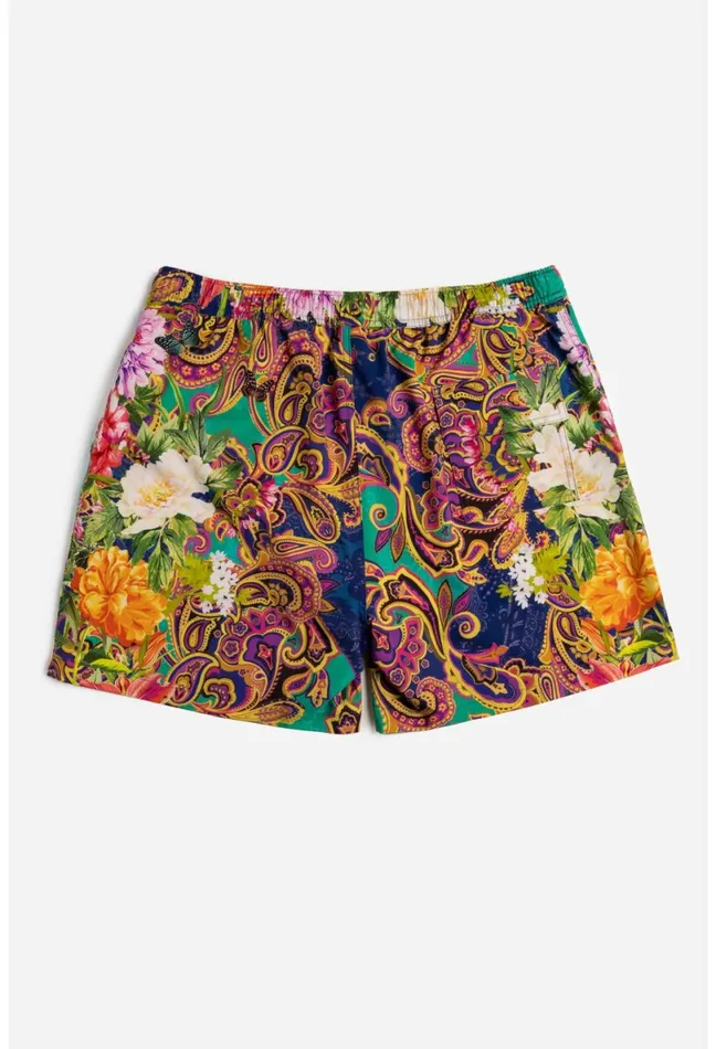 Women Johnny Was Swim and Resort Paisley Heart Mens Short Swim Trunk Paisley Heart