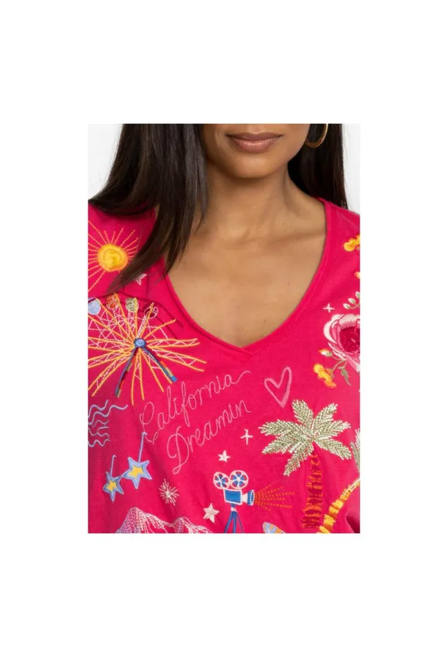 Women Johnny Was Tops California Everyday Tee Raspberry