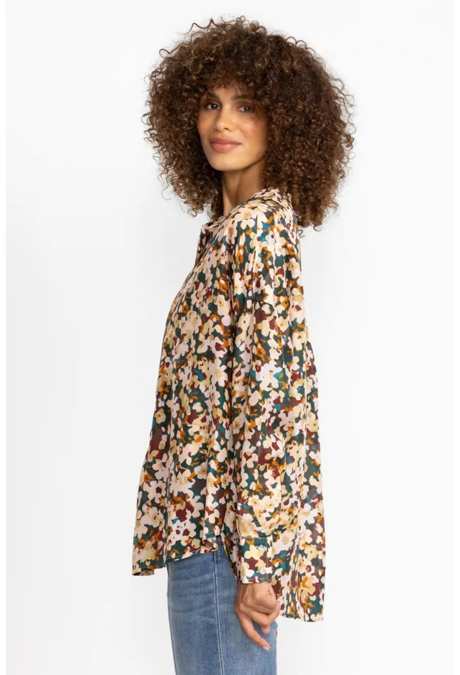 Women Johnny Was Tops Floral Half Placket Button Top Multi