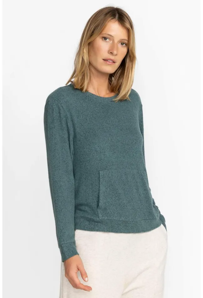 Women Johnny Was Tops Hachi Kangaroo Pocket Pullover North Atlantic