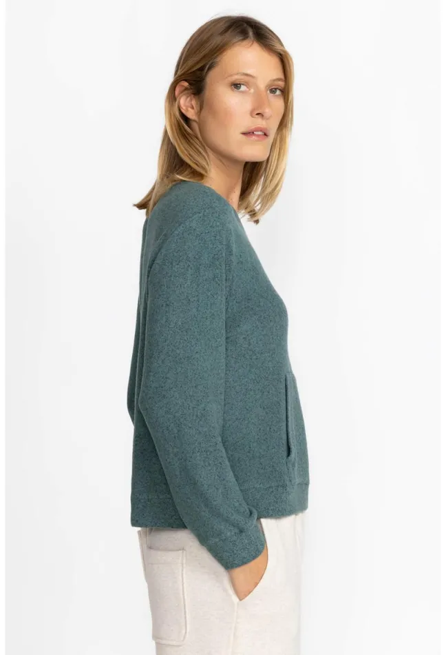 Women Johnny Was Tops Hachi Kangaroo Pocket Pullover North Atlantic