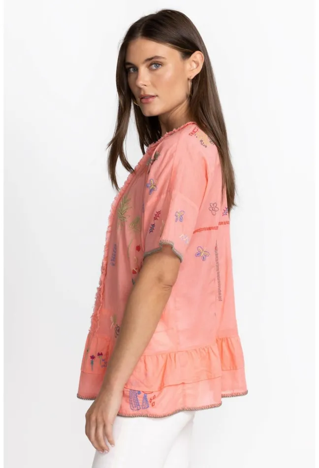 Women Johnny Was Tops Mayeda Blouse Shell Pink