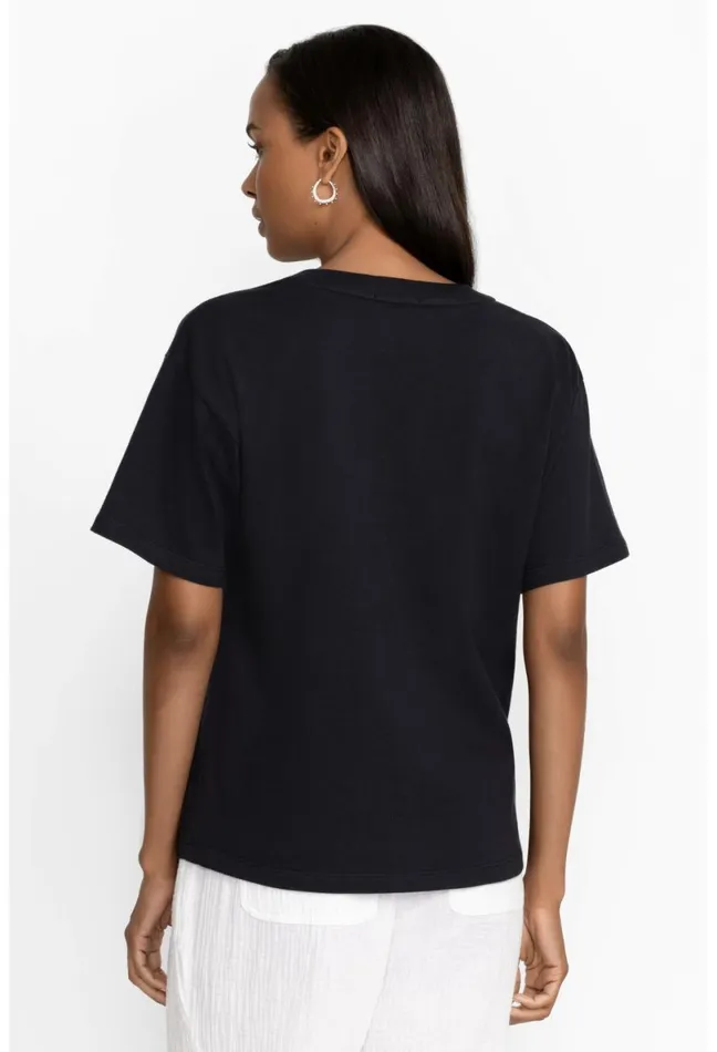 Women Johnny Was Tops Organic Cotton Drop Shoulder Tee Black Beauty