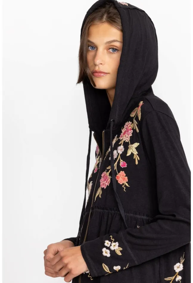 Women Johnny Was Tops Quinn Cozy Tiered Hoodie Black