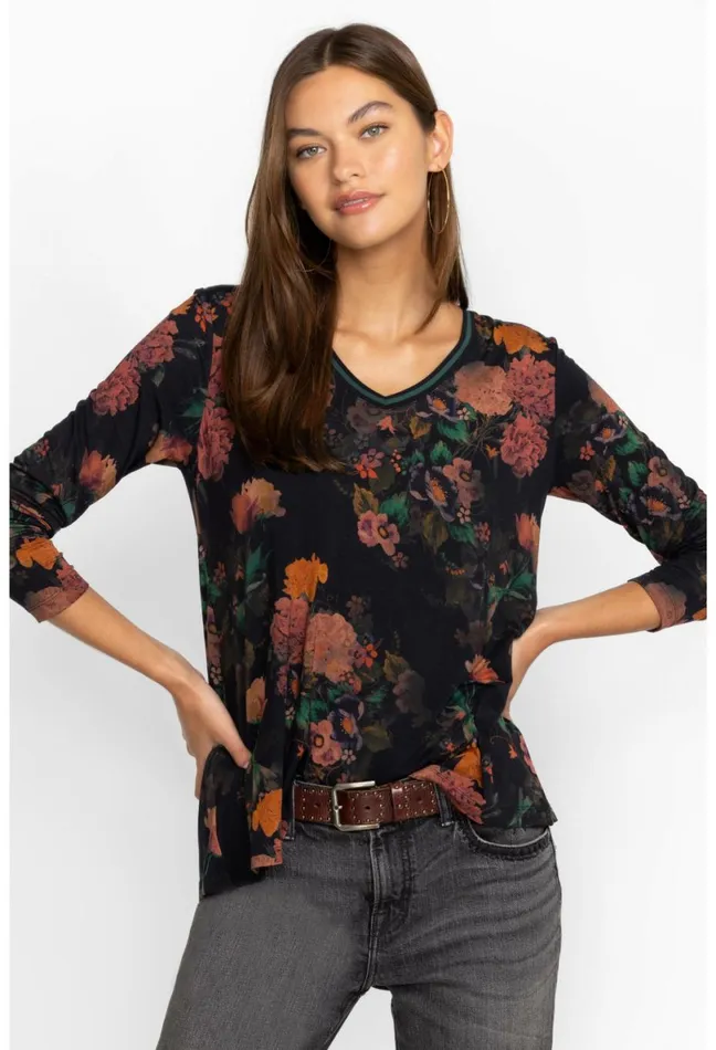 Women Johnny Was Tops The Janie Favorite Long Sleeve VNeck Swing Tee Amapola