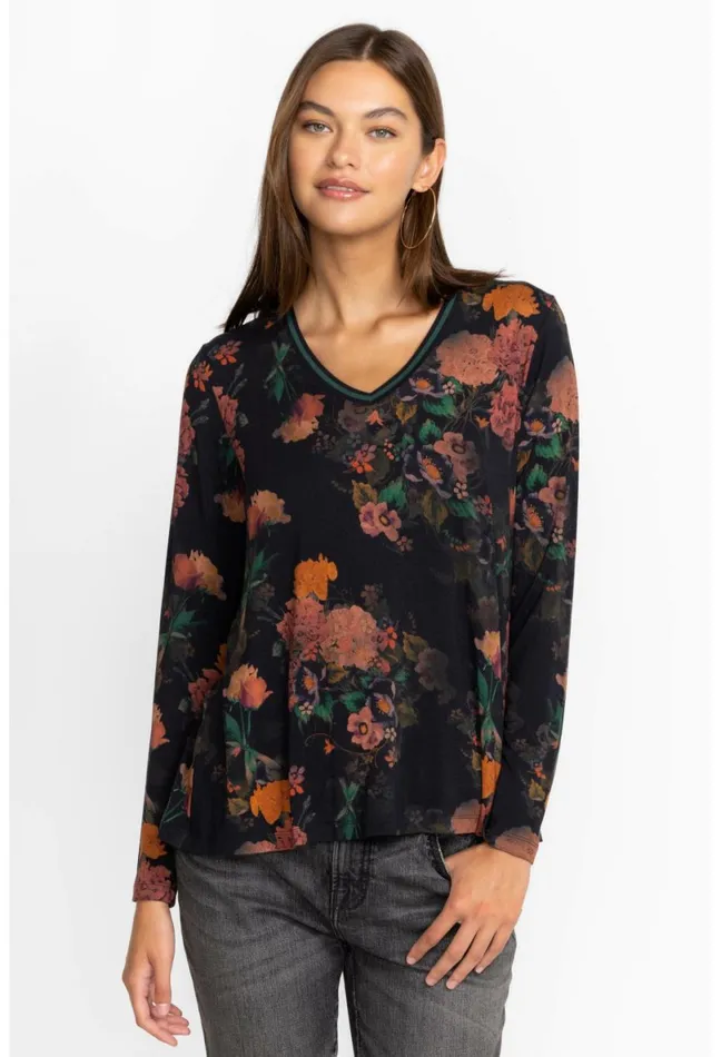 Women Johnny Was Tops The Janie Favorite Long Sleeve VNeck Swing Tee Amapola