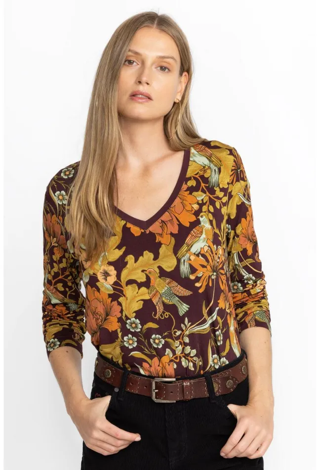 Women Johnny Was Tops The Janie Favorite Long Sleeve VNeck Tee Sidonia