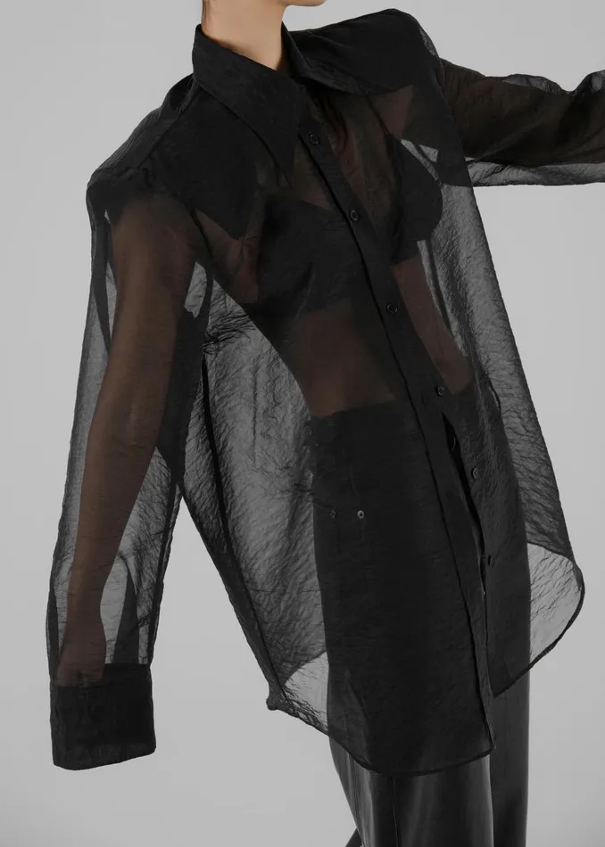 Women Jolene Semi Sheer Shirt 8211 Black The Frankie Shop Tops