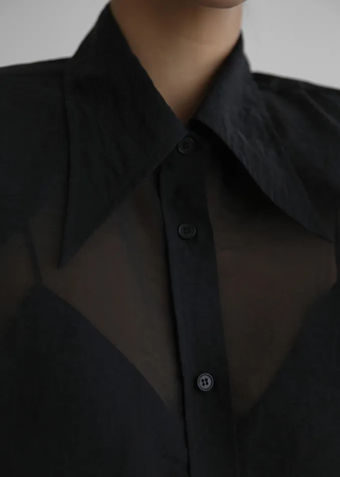 Women Jolene Semi Sheer Shirt 8211 Black The Frankie Shop Tops