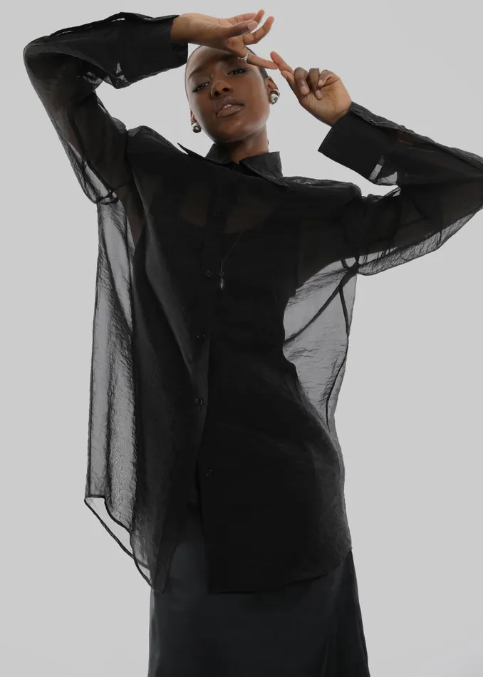Women Jolene Semi Sheer Shirt 8211 Black The Frankie Shop Tops