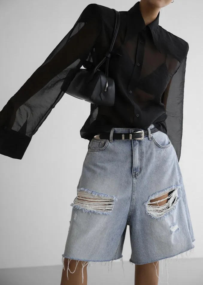 Women Jolene Semi Sheer Shirt 8211 Black The Frankie Shop Tops