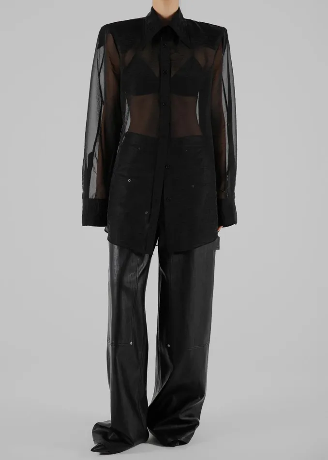 Women Jolene Semi Sheer Shirt 8211 Black The Frankie Shop Tops