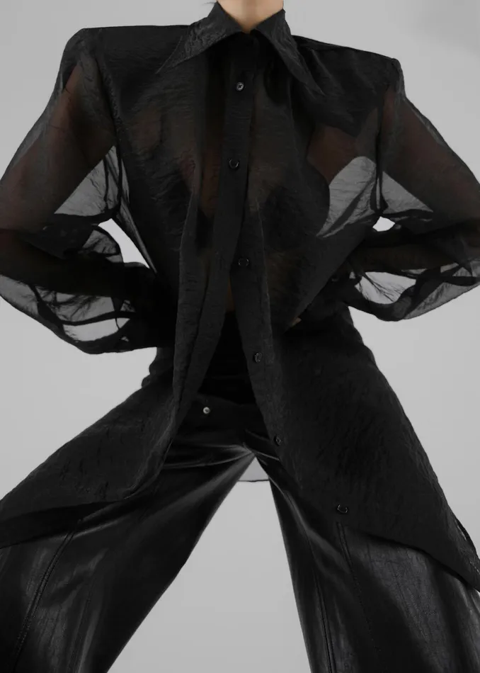 Women Jolene Semi Sheer Shirt 8211 Black The Frankie Shop Tops