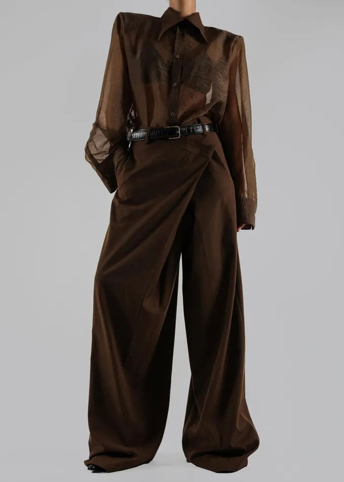 Women Jolene Semi Sheer Shirt 8211 Brown The Frankie Shop Tops