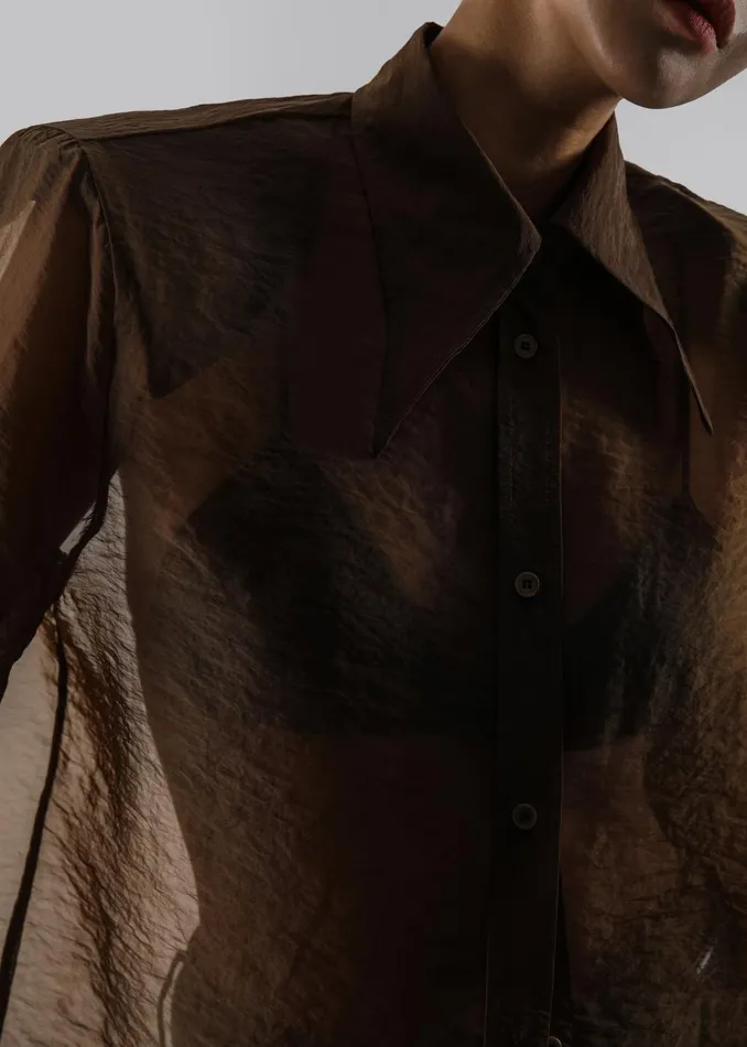 Women Jolene Semi Sheer Shirt 8211 Brown The Frankie Shop Tops