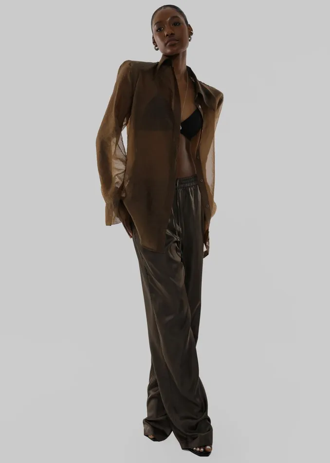 Women Jolene Semi Sheer Shirt 8211 Brown The Frankie Shop Tops
