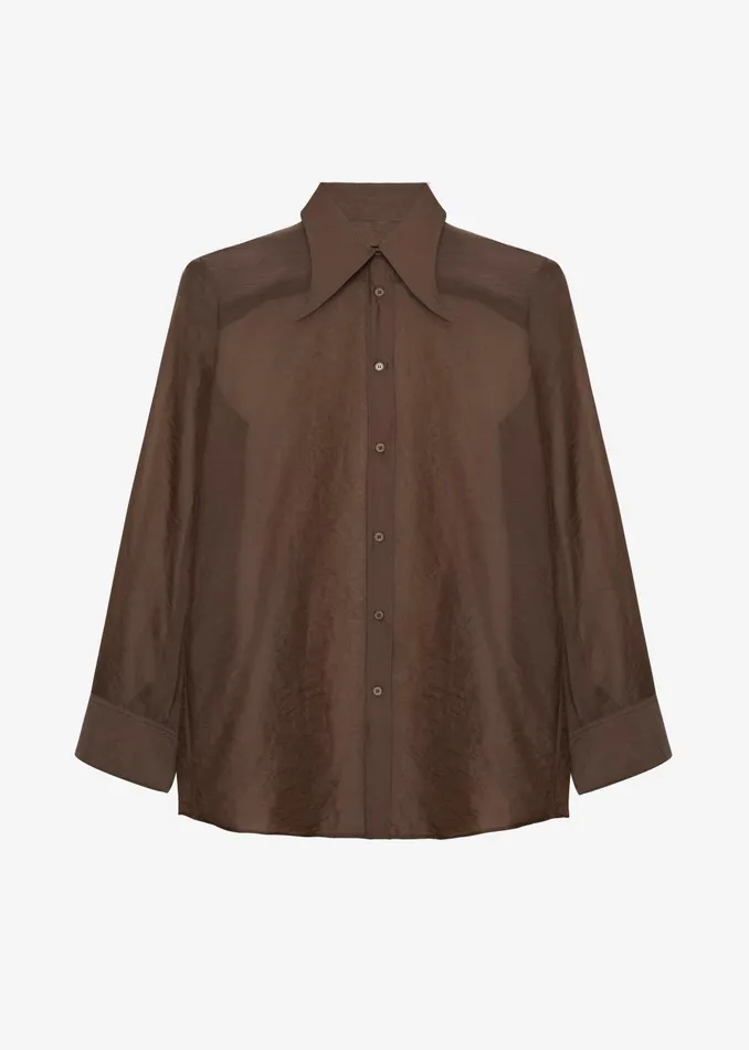 Women Jolene Semi Sheer Shirt 8211 Brown The Frankie Shop Tops