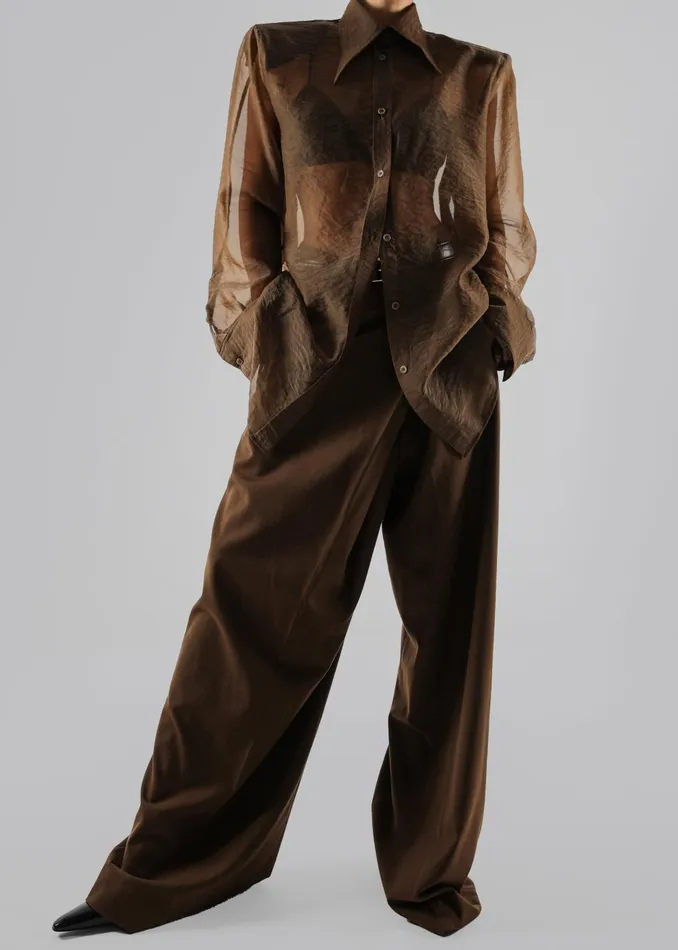 Women Jolene Semi Sheer Shirt 8211 Brown The Frankie Shop Tops