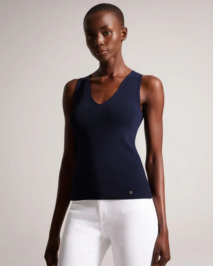 Women JOSIIY 8211 VNeck Slim Fit Knit Top Dark Blue Ted Baker Tops and Blouses