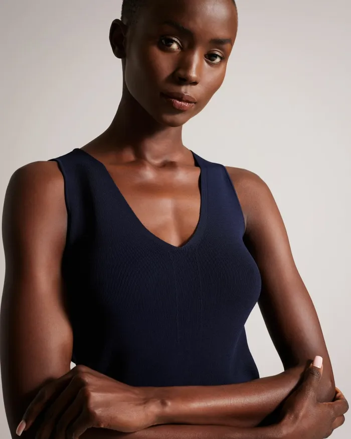 Women JOSIIY 8211 VNeck Slim Fit Knit Top Dark Blue Ted Baker Tops and Blouses