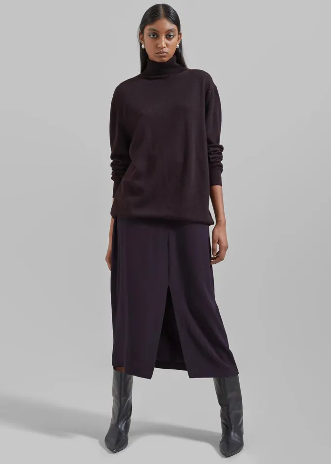 Women Judy Midi Skirt 8211 Dark Plum The Frankie Shop Bottoms