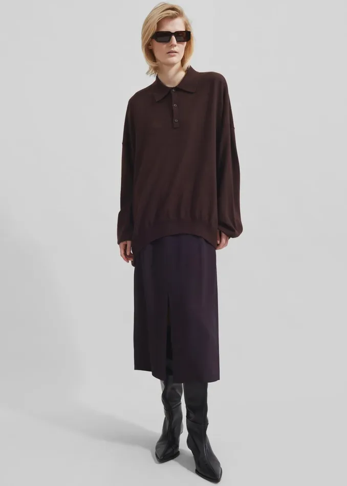 Women Judy Midi Skirt 8211 Dark Plum The Frankie Shop Bottoms