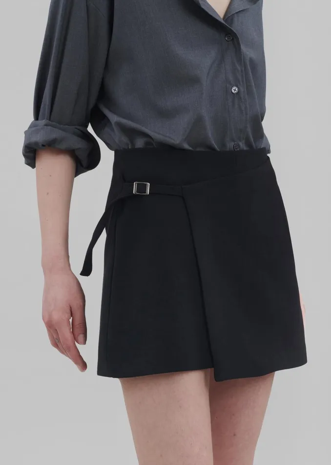 Women Julie Wrap Mini Skort 8211 Black The Frankie Shop Bottoms