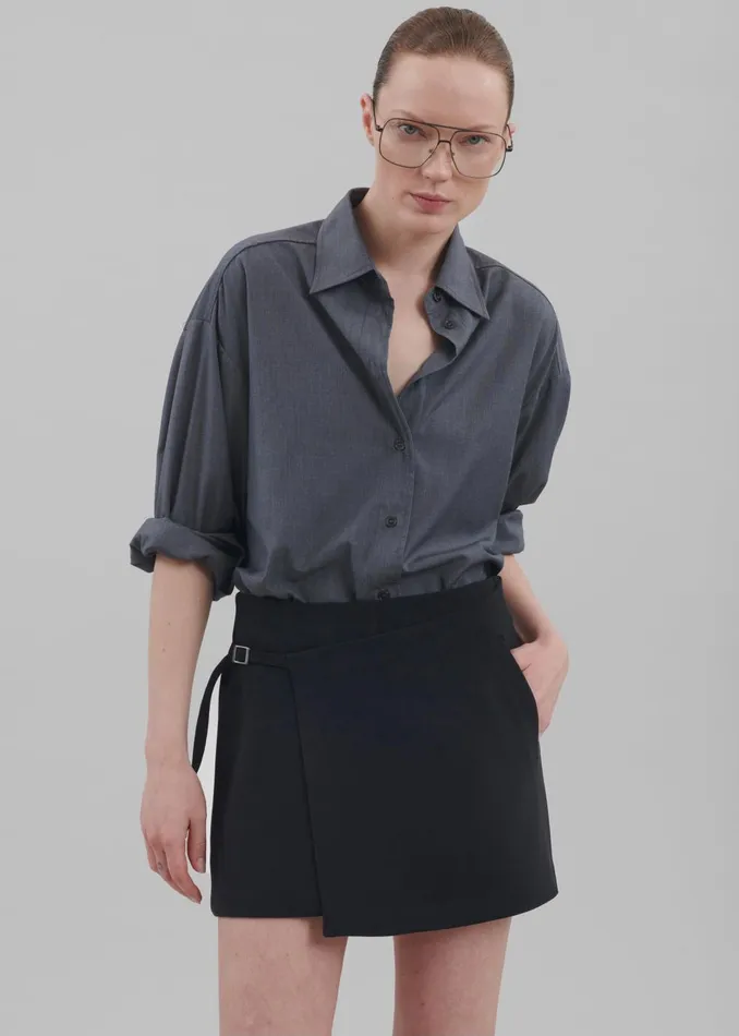 Women Julie Wrap Mini Skort 8211 Black The Frankie Shop Bottoms
