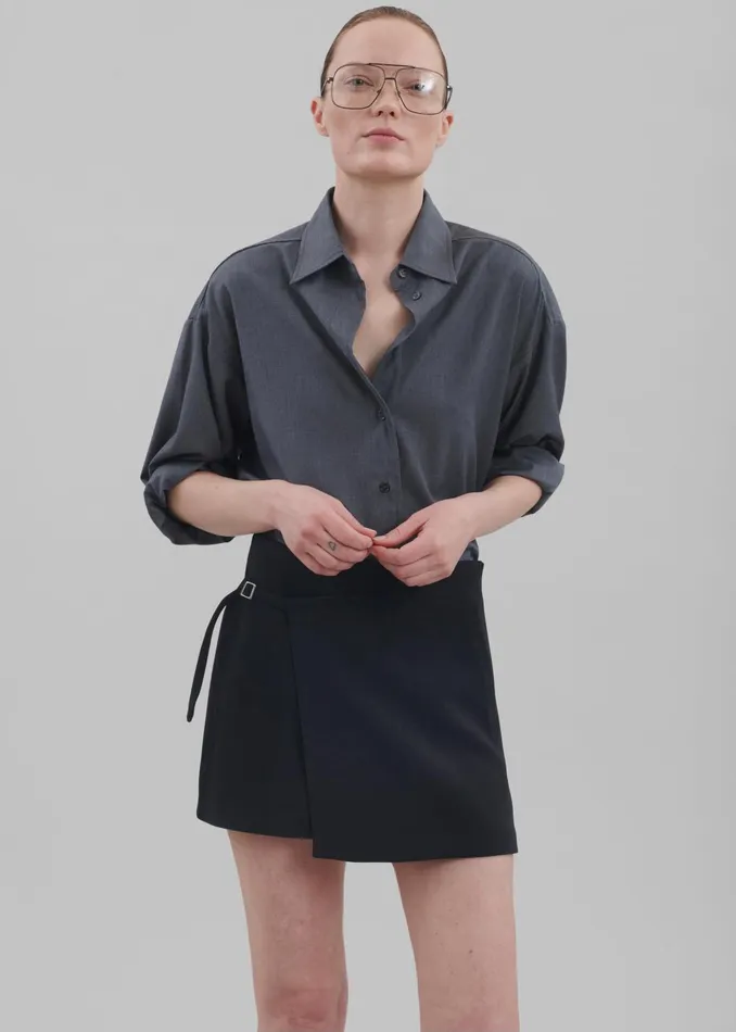 Women Julie Wrap Mini Skort 8211 Black The Frankie Shop Bottoms