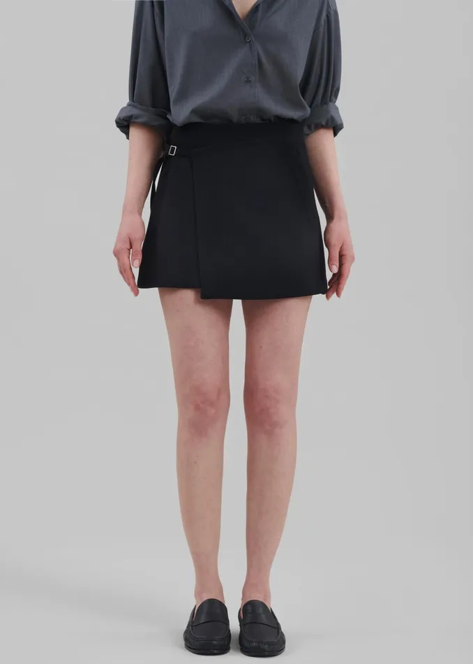 Women Julie Wrap Mini Skort 8211 Black The Frankie Shop Bottoms