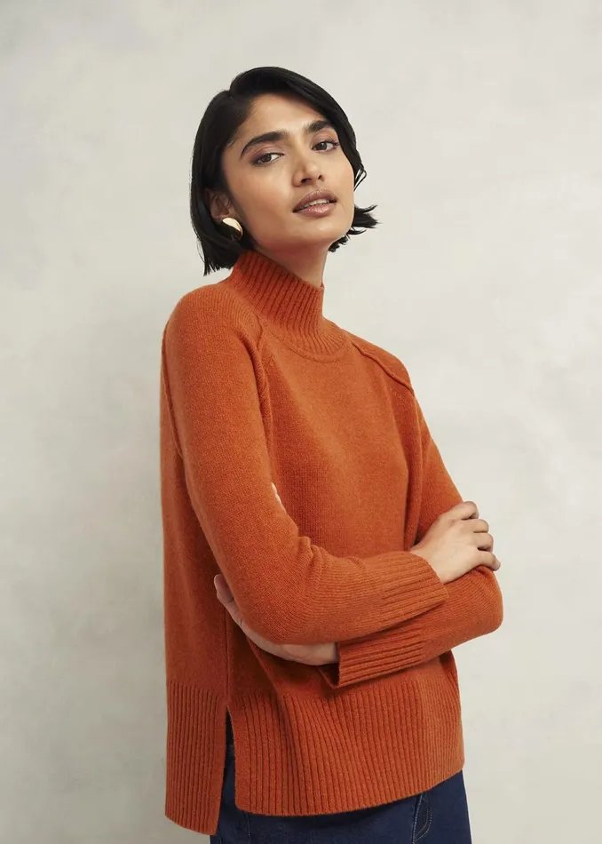 Women Jumpers and Cardigans Hobbs Lorraine Wool Blend Jumper Burnt Orange