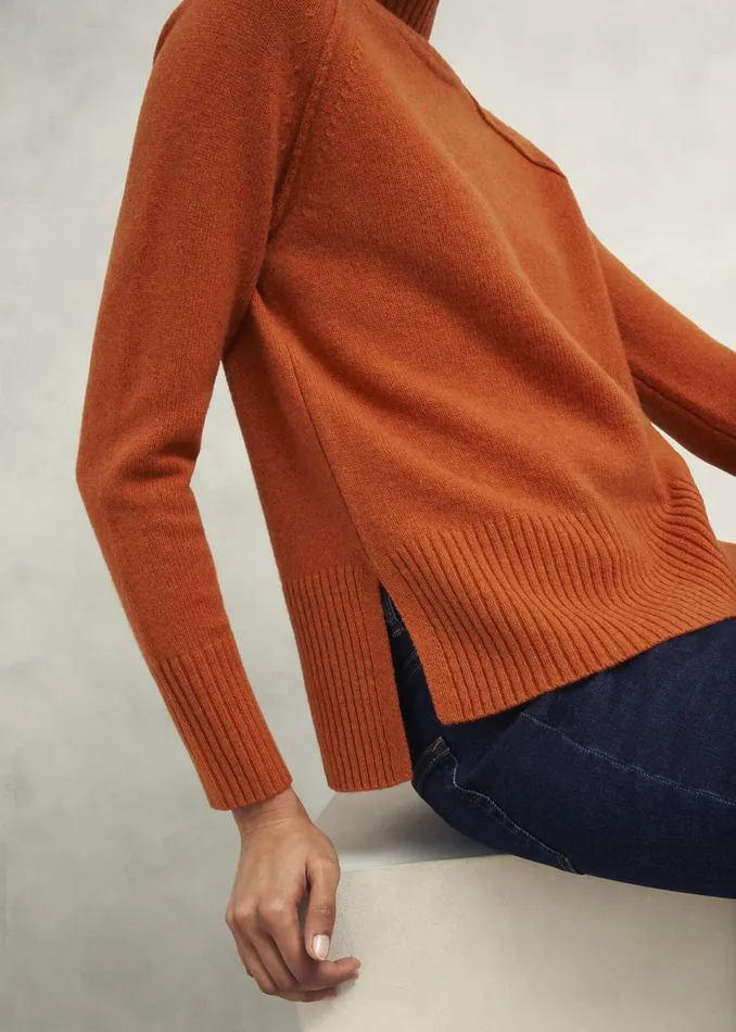 Women Jumpers and Cardigans Hobbs Lorraine Wool Blend Jumper Burnt Orange