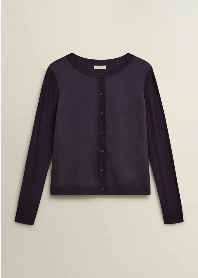 Women Jumpers and Cardigans Hobbs Trina Woven Front Cardigan Hobbs Navy