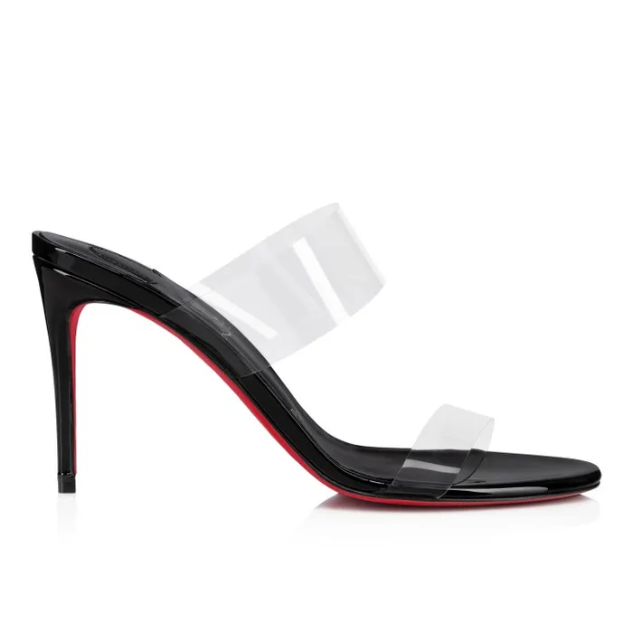 Women Just Nothing 85 Mm Mules 8211 Patent Leather And TPU 8211 Black Christian Louboutin Sandals and Slides