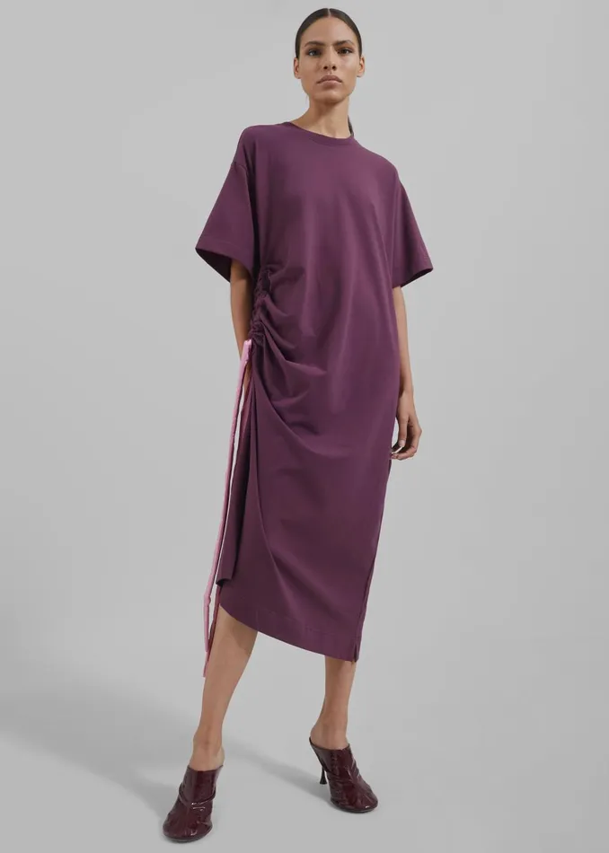 Women Jw Anderson Satin Tie TShirt Dress 8211 Plum The Frankie Shop Dresses