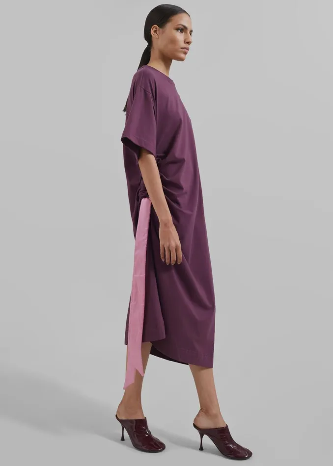 Women Jw Anderson Satin Tie TShirt Dress 8211 Plum The Frankie Shop Dresses