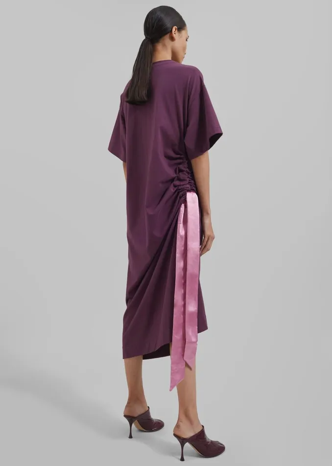 Women Jw Anderson Satin Tie TShirt Dress 8211 Plum The Frankie Shop Dresses