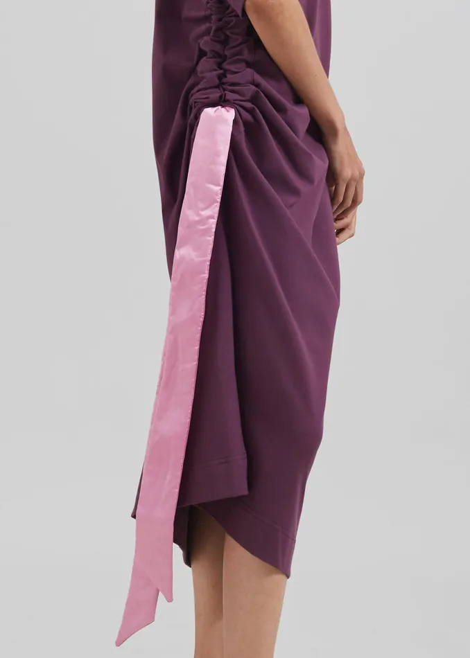 Women Jw Anderson Satin Tie TShirt Dress 8211 Plum The Frankie Shop Dresses