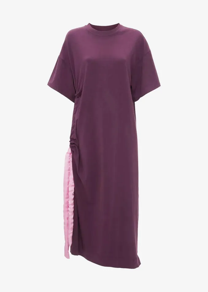 Women Jw Anderson Satin Tie TShirt Dress 8211 Plum The Frankie Shop Dresses