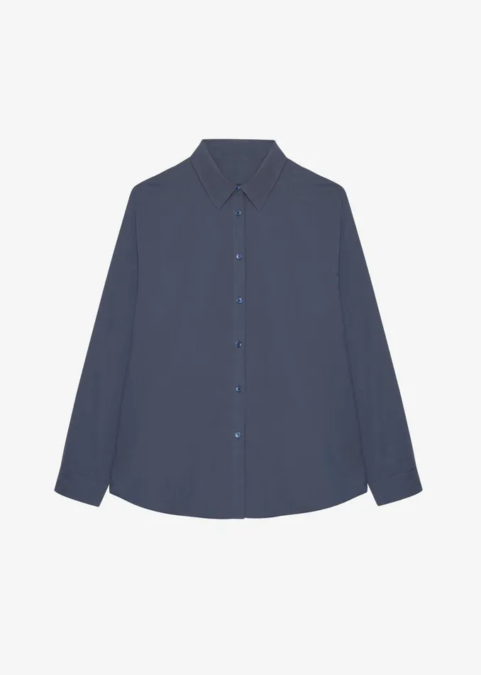 Women Kae Back Slit Button Up Shirt 8211 Charcoal The Frankie Shop Tops