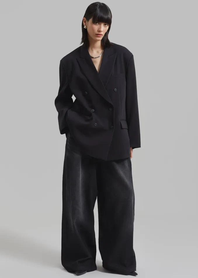 Women Kelsey Double Breasted Blazer 8211 Black The Frankie Shop Outerwear