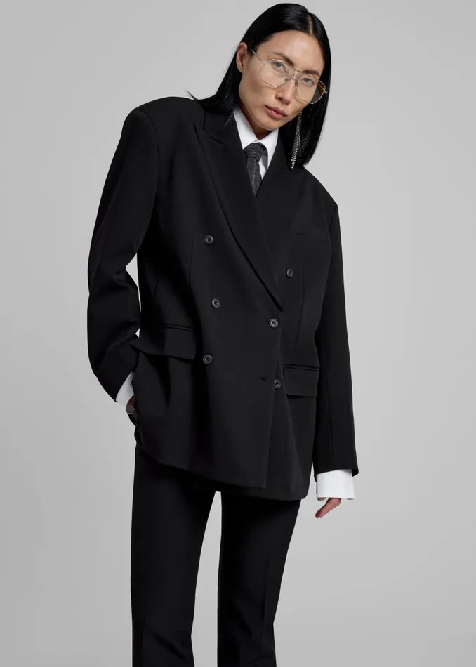 Women Kelsey Double Breasted Blazer 8211 Black The Frankie Shop Outerwear