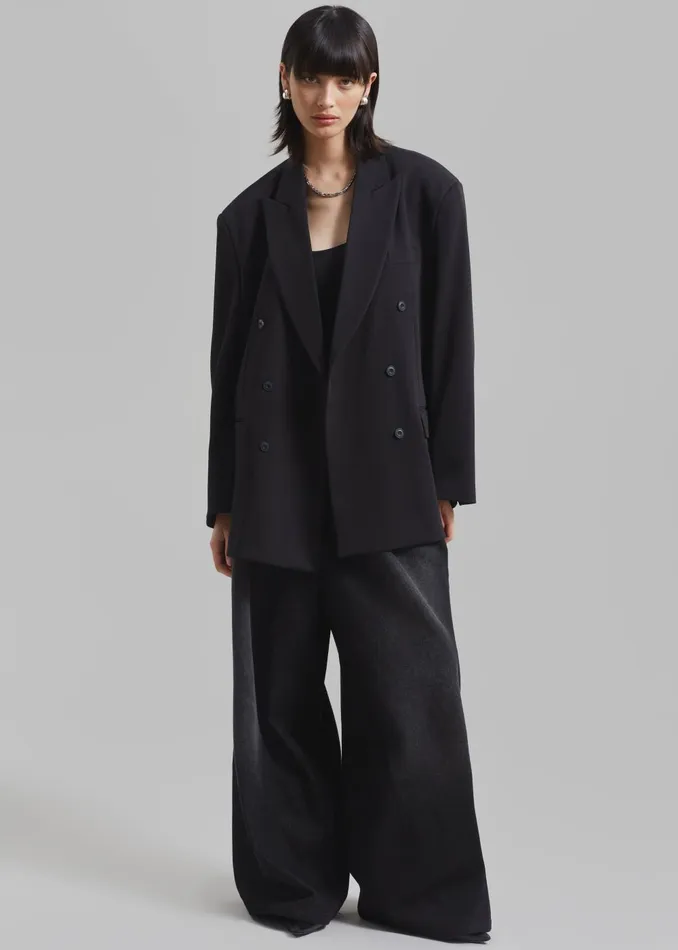 Women Kelsey Double Breasted Blazer 8211 Black The Frankie Shop Outerwear
