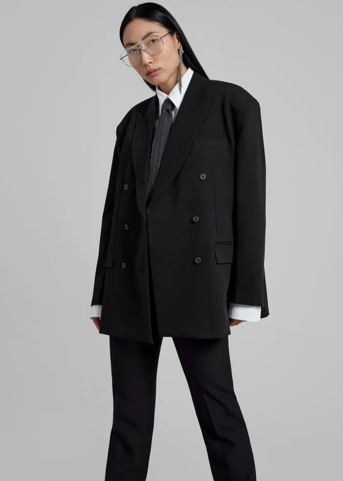 Women Kelsey Double Breasted Blazer 8211 Black The Frankie Shop Outerwear