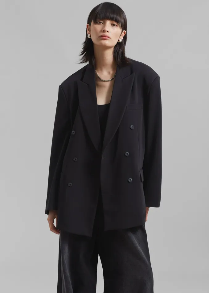 Women Kelsey Double Breasted Blazer 8211 Black The Frankie Shop Outerwear