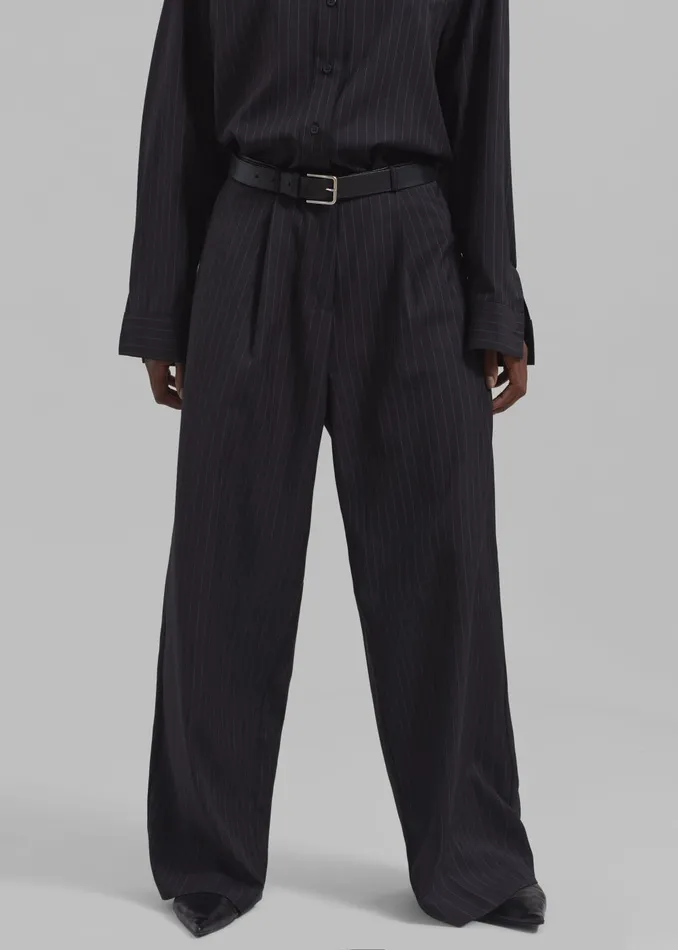 Women Kerry Trousers 8211 Black Pinstripe The Frankie Shop Bottoms