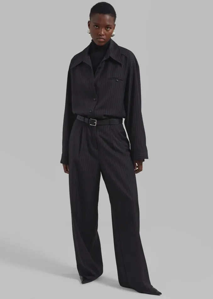 Women Kerry Trousers 8211 Black Pinstripe The Frankie Shop Bottoms