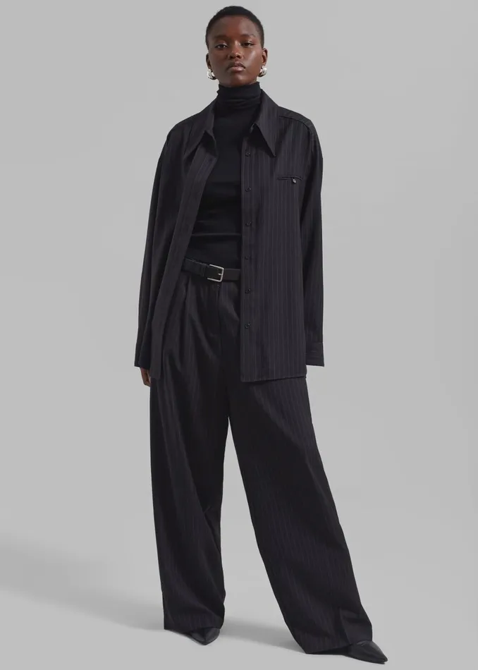 Women Kerry Trousers 8211 Black Pinstripe The Frankie Shop Bottoms