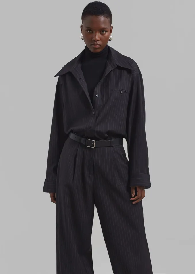 Women Kerry Trousers 8211 Black Pinstripe The Frankie Shop Bottoms